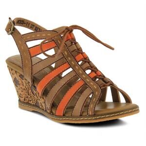 L'ARTISTE Quinne Strappy Slingback  Wedge Sandals Tan Size 39 /US 8